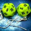 Örhänge: Hook - Vortex Bright Green/Black Mini-Poly D20 (Par)
