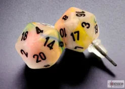 Örhänge: Stud - Festive Circus/Black Mini-Poly D20 (Par)