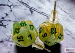 Örhänge: Stud - Marble Green/Dark Green Mini-Poly D20 (Par)