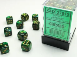 Scarab - Jade/Gold - d6, 36 st (12 mm, prickar)