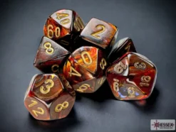Scarab Mini-Polyhedral Blue Blood/Gold 7-Die Set
