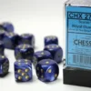 Scarab: Royal Blue/Gold - d6, 12 st (16 mm, prickar)