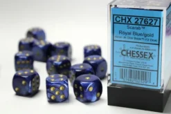 Scarab: Royal Blue/Gold - d6, 12 st (16 mm, prickar)