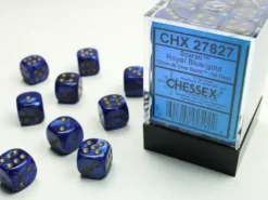 Scarab - Royal Blue/Gold - d6, 36 st (12 mm, prickar)
