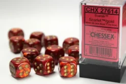 Scarab: Scarlet/Gold - d6, 12 st (16 mm, prickar)