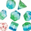 Sirius Dice: Translucent Blue Hawaiian - Solid White (7+1)