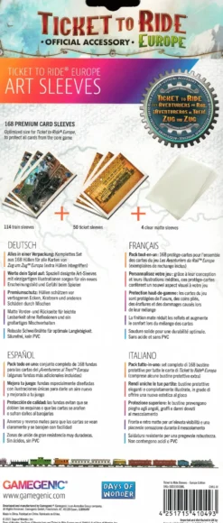 Ticket to Ride Europe: Art Sleeves (58 x 90 mm) - 168 st