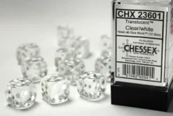 Translucent - Clear - d6, 12 st (16 mm, prickar)