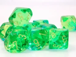 Translucent Gemini - Green-Teal/Yellow - d10, 10 st