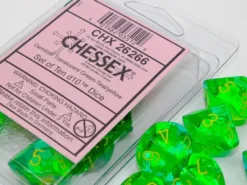 Translucent Gemini - Green-Teal/Yellow - d10, 10 st