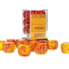 Translucent Gemini: Red-Yellow/Gold - d6, 12st (16 mm, prickar)