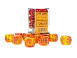 Translucent Gemini: Red-Yellow/Gold - d6, 12st (16 mm, prickar)
