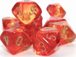 Translucent Gemini - Red-Yellow/Gold - d10, 10 st