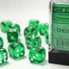 Translucent - Green - d6, 12 st (16 mm, prickar)