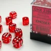 Translucent - Red - d6, 36 st (12 mm, prickar)