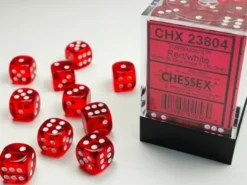 Translucent - Red - d6, 36 st (12 mm, prickar)