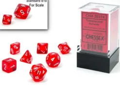 Translucent - Red/White - Mini-Polyhedral Dice set