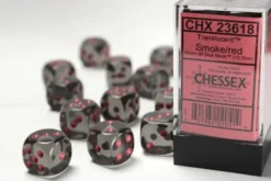 Translucent: Smoked/Red - d6, 12 st (16 mm, prickar)