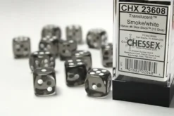Translucent - Smoke - d6, 12 st (16 mm, prickar)