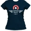 T-shirt: Mr. Meeple - Captain America Meeple (Blue) - Woman's Medium