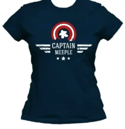 T-shirt: Mr. Meeple - Captain America Meeple (Blue) - Woman's X-Large