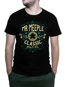 T-shirt: Mr. Meeple - Classic, Play to Win (Black) - 5X-Large