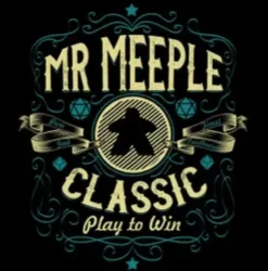 T-shirt: Mr. Meeple - Classic, Play to Win (Black) - 5X-Large