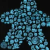 T-shirt: Mr. Meeple - Elements, Turquoise Meeple (Black) - 4X-Large