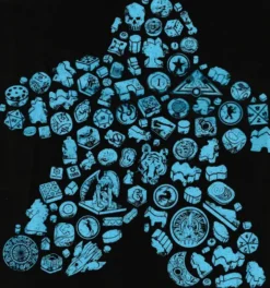 T-shirt: Mr. Meeple - Elements, Turquoise Meeple (Black) - Large