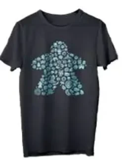 T-shirt: Mr. Meeple - Elements, Turquoise Meeple (Grey) - 5X-Large