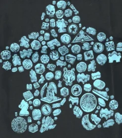 T-shirt: Mr. Meeple - Elements, Turquoise Meeple (Grey) - Small