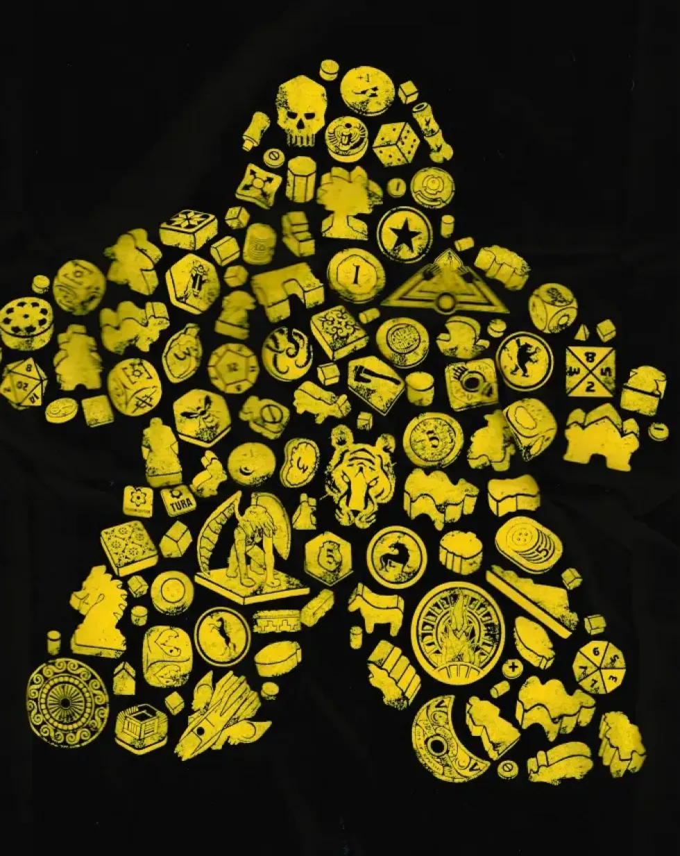 T-shirt: Mr. Meeple - Elements, Yellow Meeple (Black) - Woman's X-Large