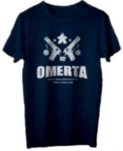 T-shirt: Mr. Meeple - Omerta (Dark Blue) - Large