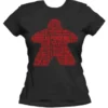 T-shirt: Mr. Meeple - Red Meeple Wordle, Version 3: Scythe (Black) - Woman's X-Large