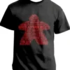 T-shirt: Mr. Meeple - Red Meeple Wordle, Version 3: Scythe (Black) - 5X-Large