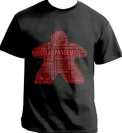 T-shirt: Mr. Meeple - Red Meeple Wordle, Version 3: Scythe (Black) - 5X-Large