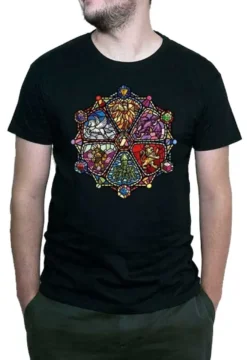 T-shirt: Mr. Meeple - Stained Glass (Black) - 4X-Large