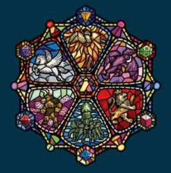 T-shirt: Mr. Meeple - Stained Glass (Navy) - 4X-Large