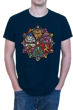 T-shirt: Mr. Meeple - Stained Glass (Navy) - Large