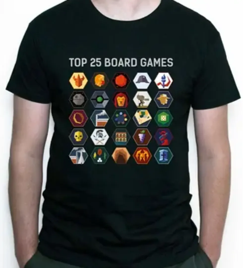T-shirt: Mr. Meeple - Top 25 Board Games (Black) - 5X-Large