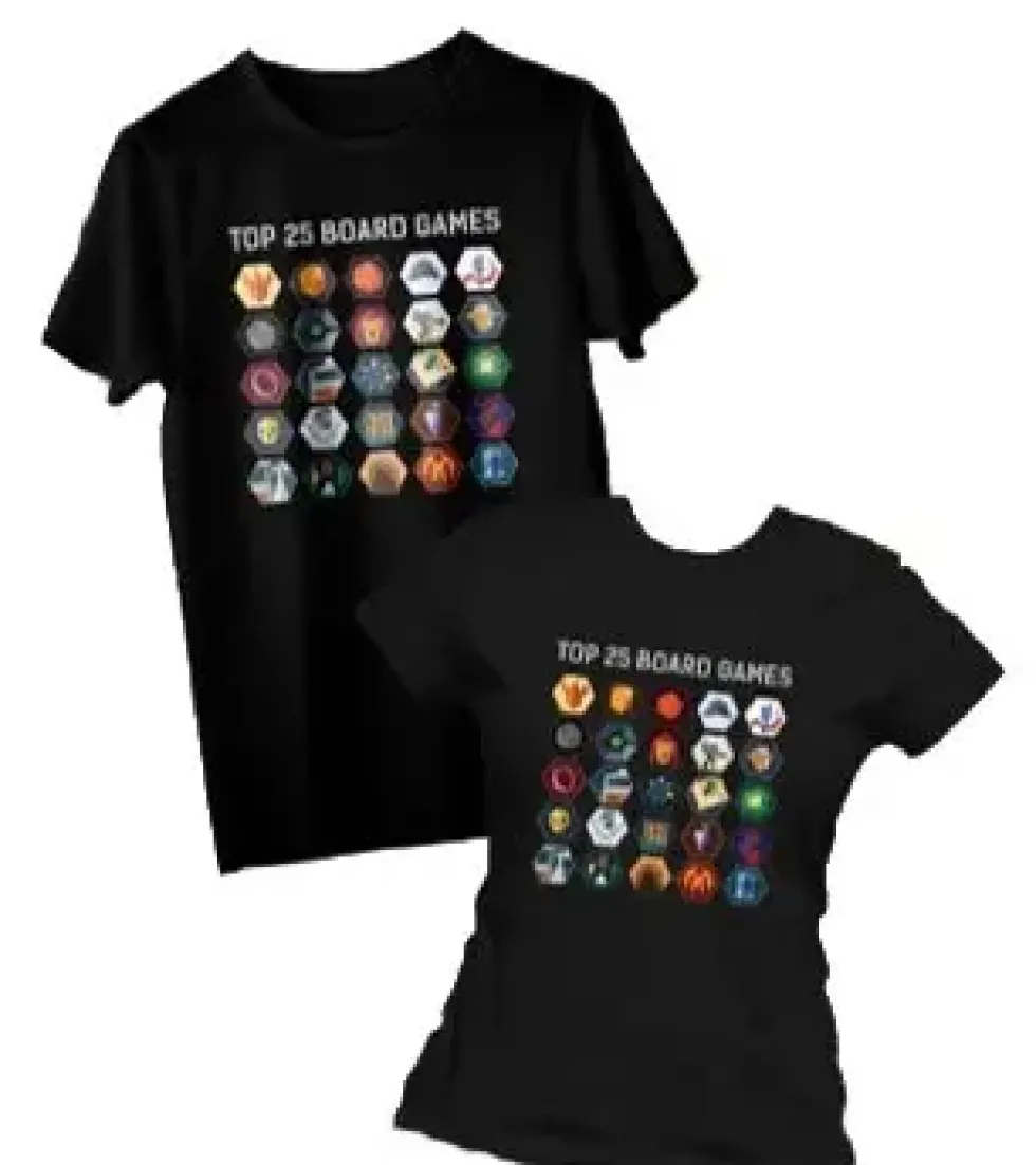 T-shirt: Mr. Meeple - Top 25 Board Games (Black) - Woman's Large