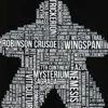T-shirt: Mr. Meeple - White Meeple Wordle, Version 2: Trickerion (Black) - 5X-Large