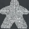 T-shirt: Mr. Meeple - White Meeple Wordle, Version 2: Trickerion (Grey) - Small