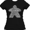 T-shirt: Mr. Meeple - White Meeple Wordle, Version 3: Scythe (Black) - Woman's Large