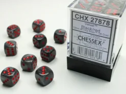 Velvet - Black/Red - d6, 36 st (12 mm, prickar)