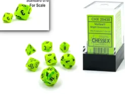 Vortex - Bright Green/Black - Mini-Polyhedral Dice set